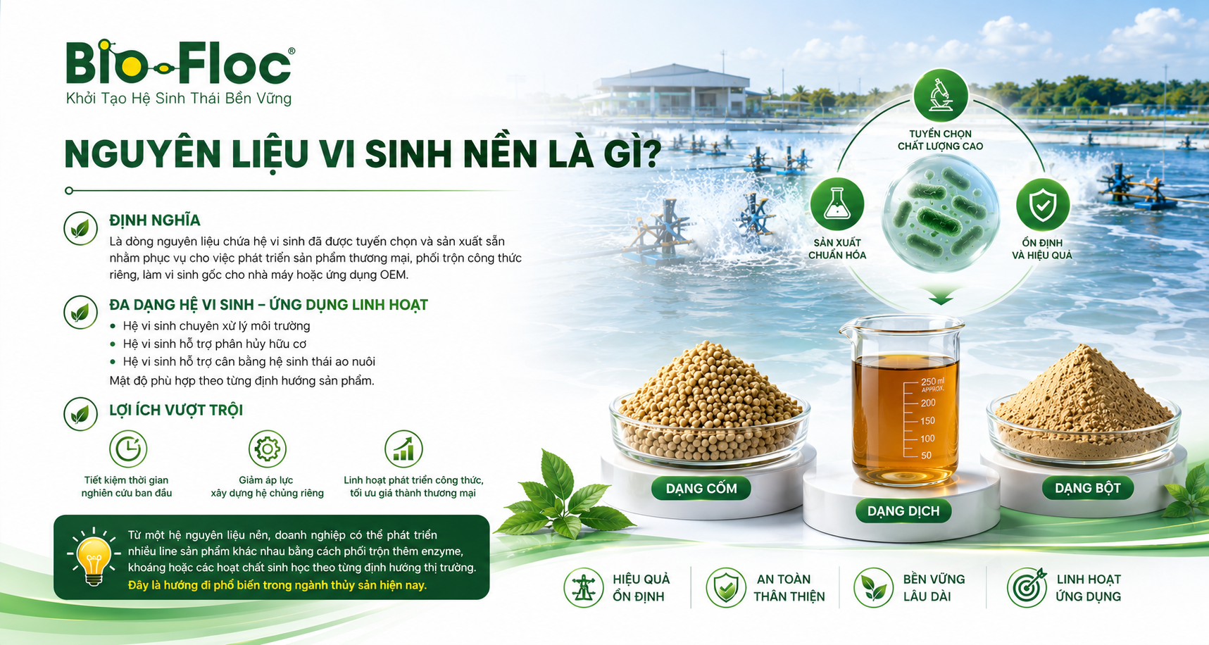 nguyên liệu vi sinh nền nguyên liệu vi sinh thủy sản vi sinh gốc cho nhà máy nguyên liệu vi sinh OEM nguyên liệu probiotic thủy sản nguyên liệu vi sinh mật độ cao nguyên liệu vi sinh Bacillus nguyên liệu xử lý môi trường thủy sản OEM vi sinh thủy sản Bio-Floc