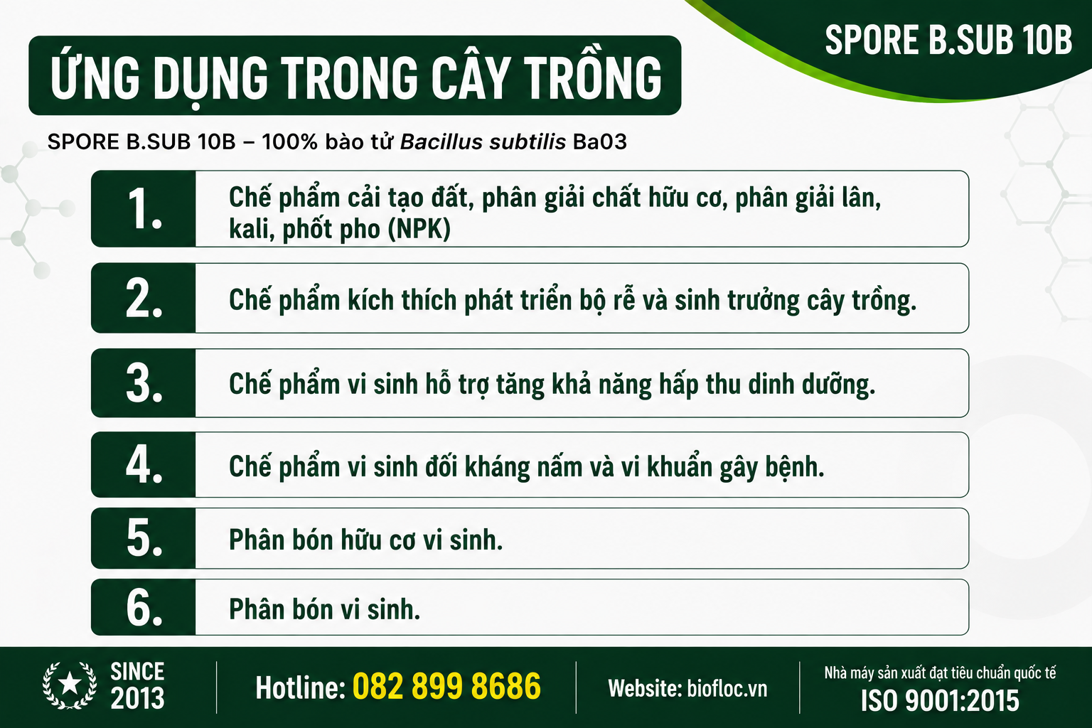 nguyên liệu Bacillus subtilis, Bacillus subtilis Ba03, SPORE B.SUB 10B, nguyên liệu vi sinh