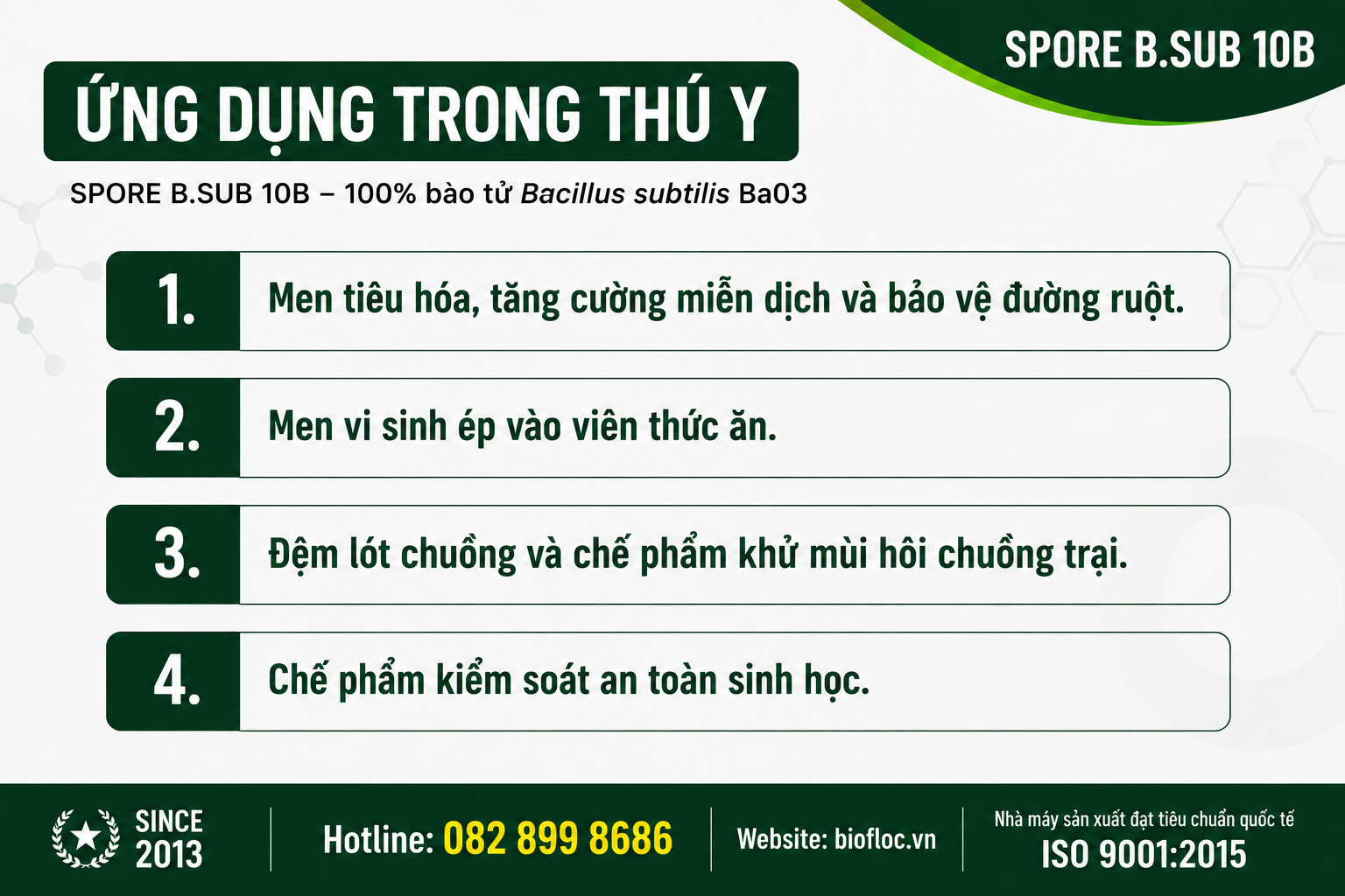 nguyên liệu Bacillus subtilis, Bacillus subtilis Ba03, SPORE B.SUB 10B, nguyên liệu vi sinh